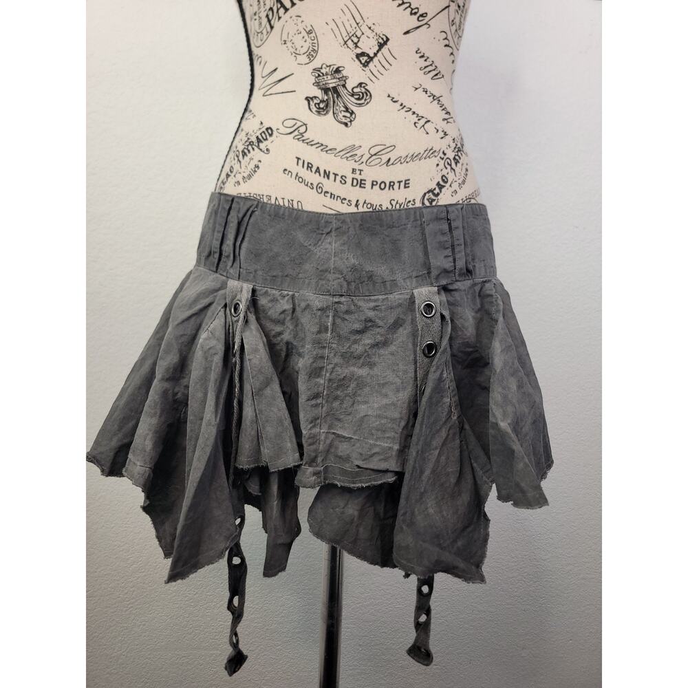 Dolls Kill Darker Wavs Mini Micro Skirt Womens Sz S acid Wash Gray Grunge Goth